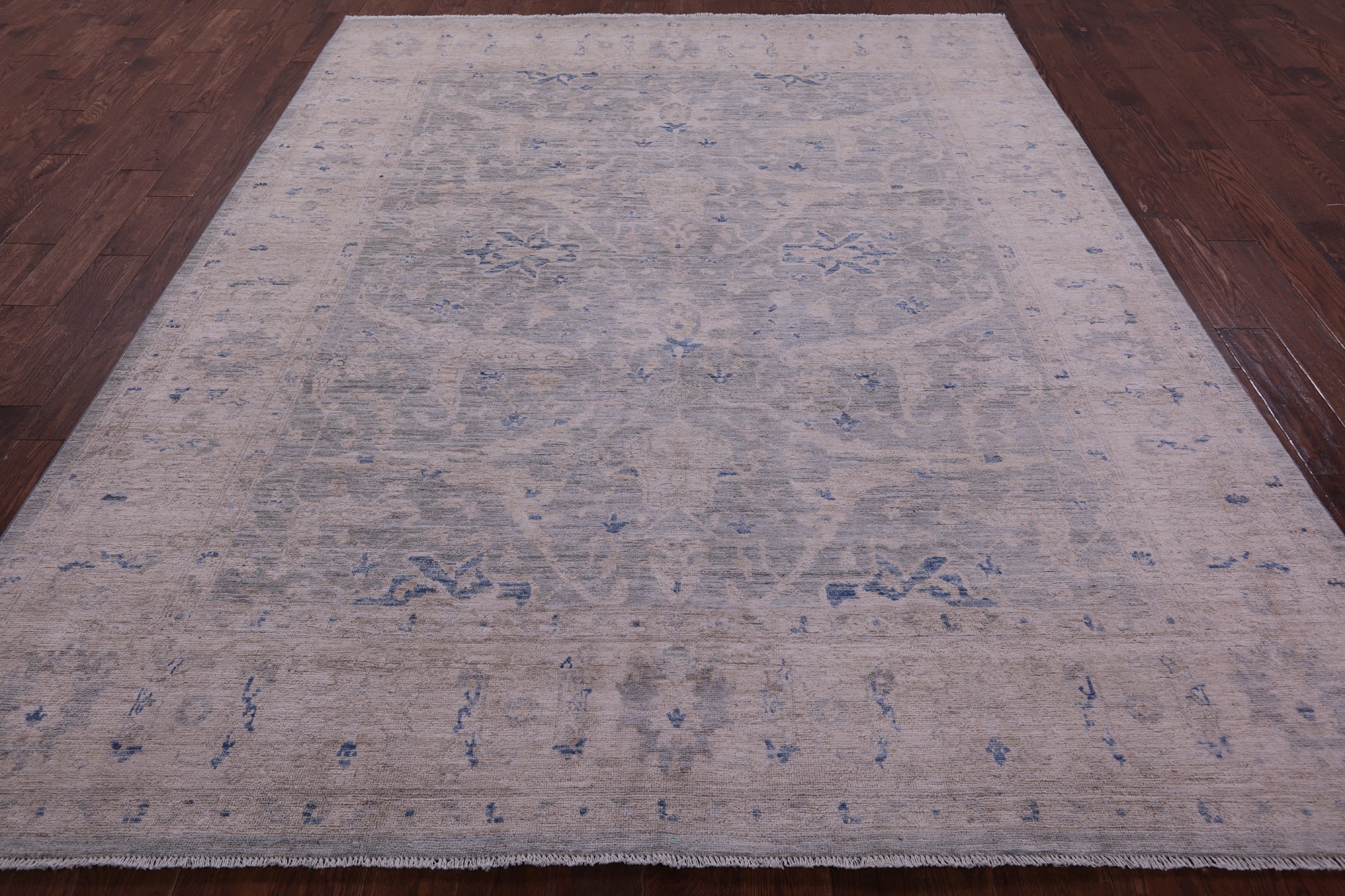 Silver Turkish Oushak Handmade Wool Rug - 8' 0" X 9' 10" - Golden Nile