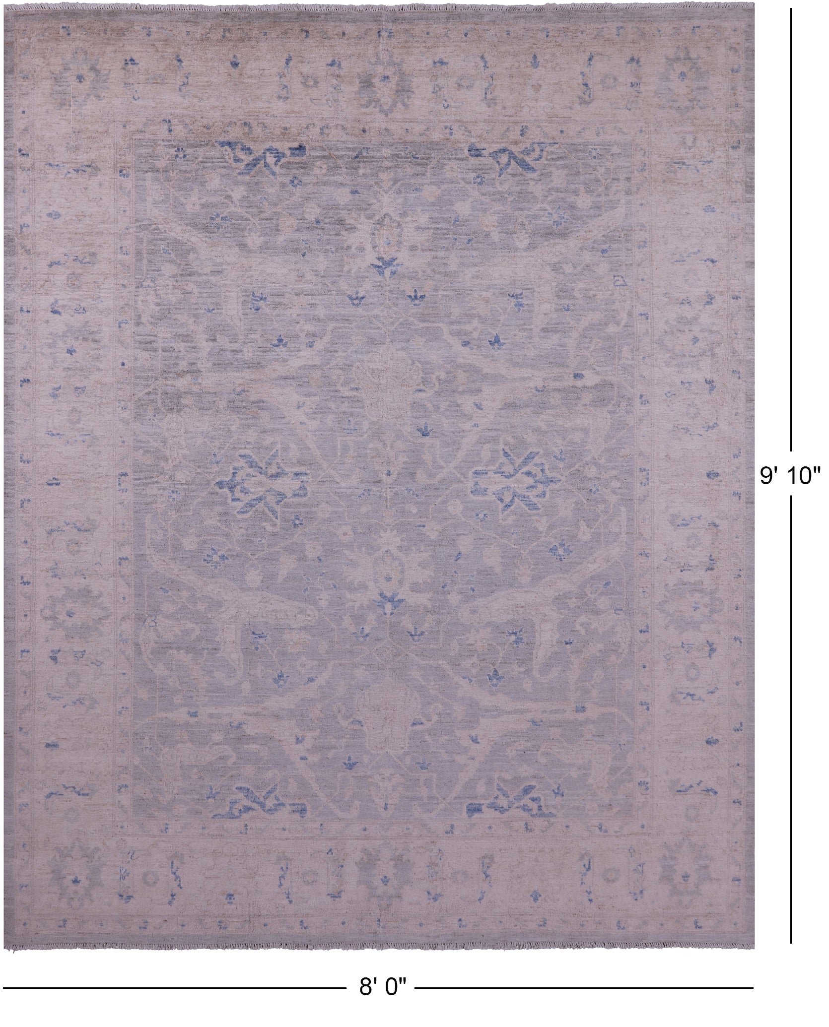 Silver Turkish Oushak Handmade Wool Rug - 8' 0" X 9' 10" - Golden Nile