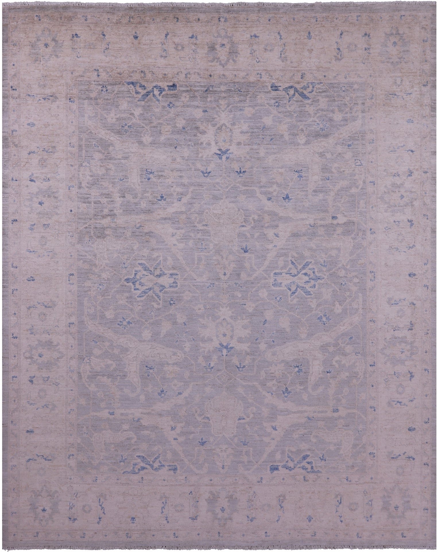 Silver Turkish Oushak Handmade Wool Rug - 8' 0" X 9' 10" - Golden Nile