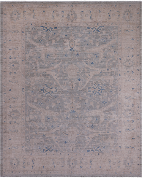 Silver Turkish Oushak Handmade Wool Rug - 8' 0" X 9' 10"
