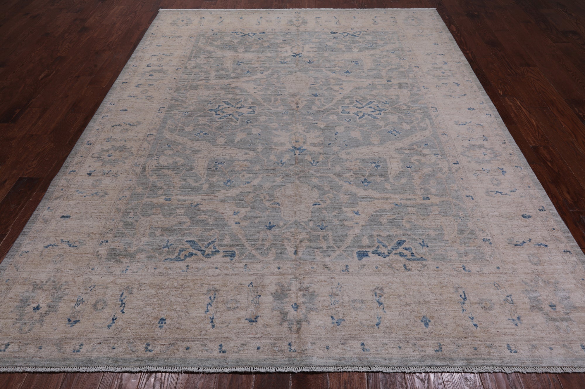 Silver Turkish Oushak Handmade Wool Rug - 8' 0" X 9' 10"