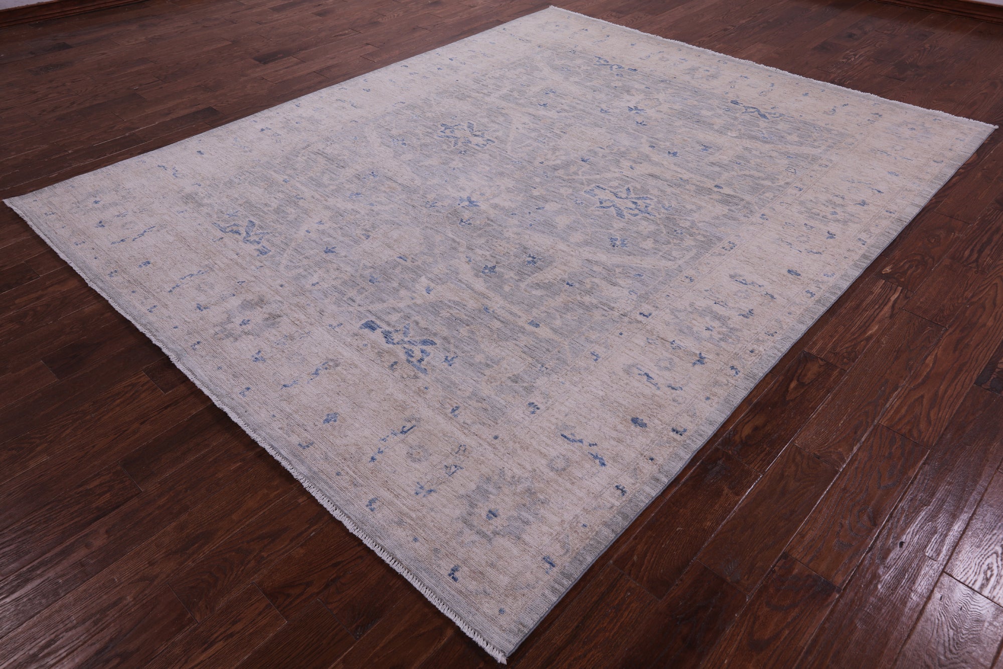 Silver Turkish Oushak Handmade Wool Rug - 8' 0" X 9' 10" - Golden Nile