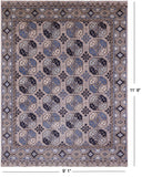 Grey Turkmen Ersari Hand Knotted Wool Rug - 9' 1" X 11' 9" - Golden Nile
