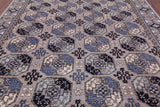 Grey Turkmen Ersari Hand Knotted Wool Rug - 9' 1" X 11' 9" - Golden Nile