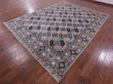Grey Turkmen Ersari Hand Knotted Wool Rug - 9' 1" X 11' 9" - Golden Nile