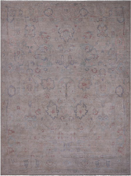 Ivory Turkish Oushak Handmade Wool Rug - 8' 11" X 11' 11"