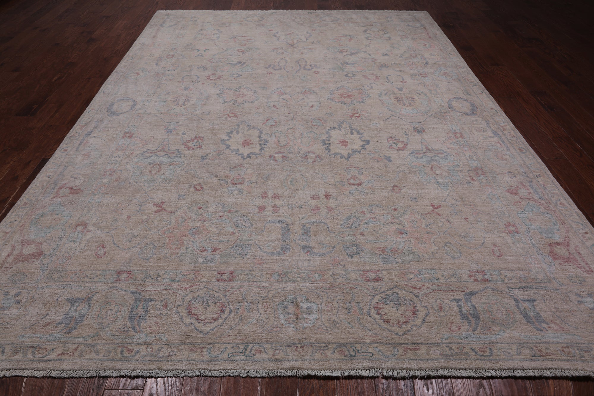 Ivory Turkish Oushak Handmade Wool Rug - 8' 11" X 11' 11"
