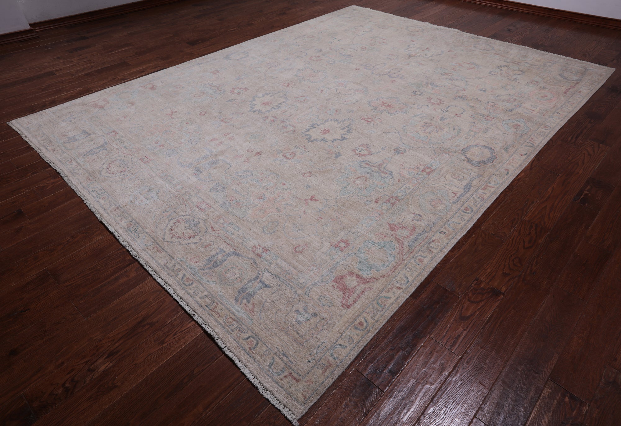 Ivory Turkish Oushak Handmade Wool Rug - 8' 11" X 11' 11"