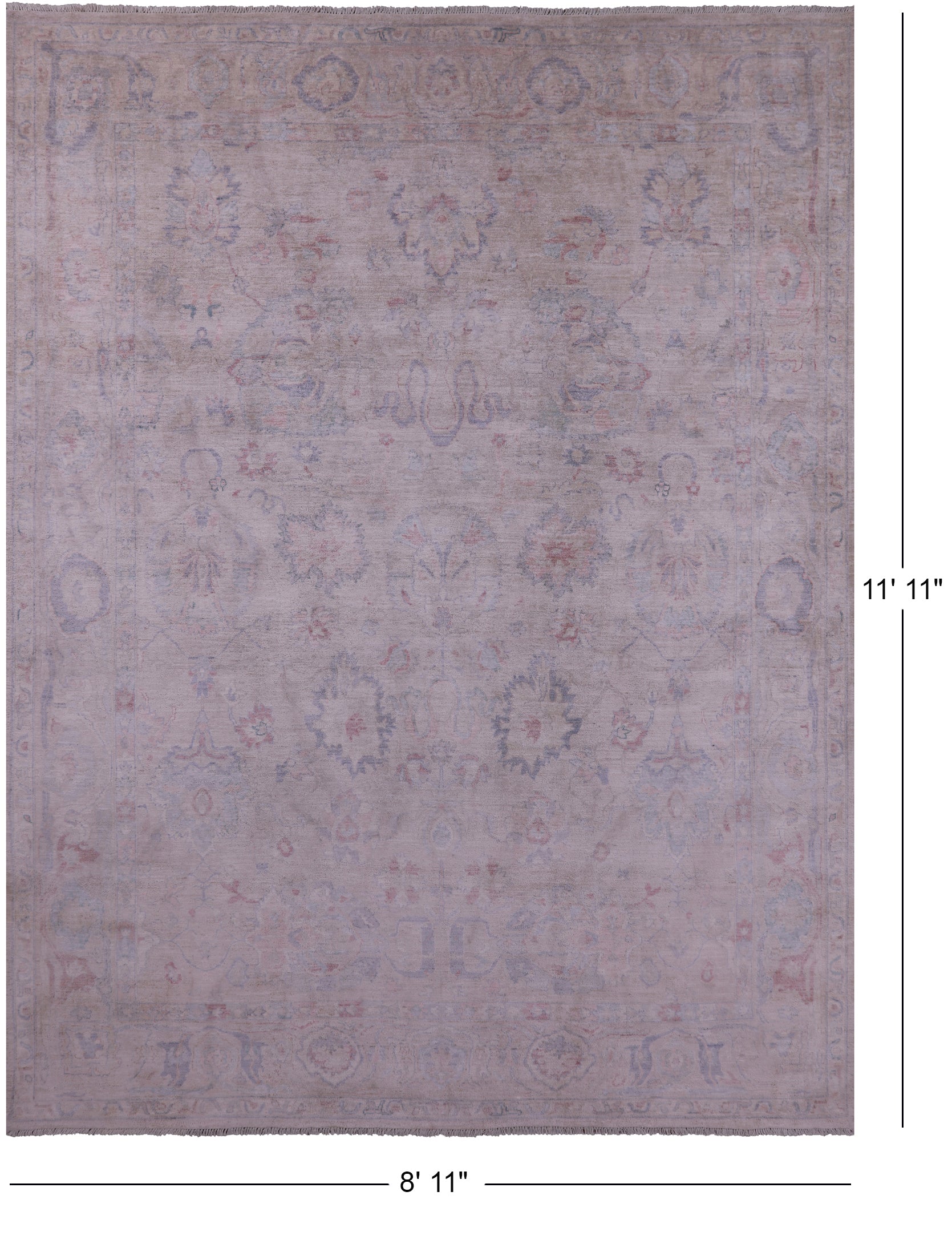 Ivory Turkish Oushak Handmade Wool Rug - 8' 11" X 11' 11" - Golden Nile