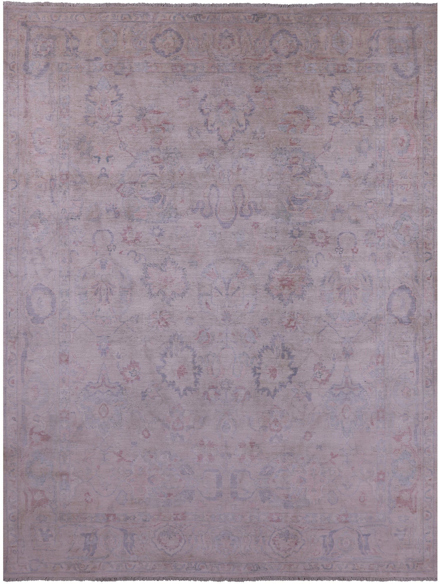 Ivory Turkish Oushak Handmade Wool Rug - 8' 11" X 11' 11" - Golden Nile