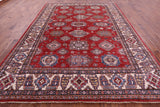 Red Super Kazak Hand Knotted Wool Rug - 9' 1" X 12' 7" - Golden Nile