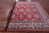 Red Super Kazak Hand Knotted Wool Rug - 9' 1" X 12' 7" - Golden Nile