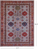 Super Kazak Hand Knotted Wool Rug - 9' 1" X 12' 4" - Golden Nile