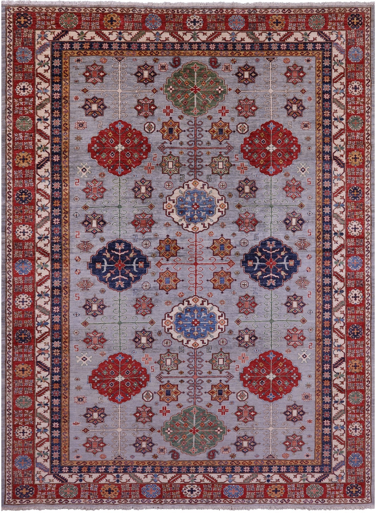 Super Kazak Hand Knotted Wool Rug - 9' 1" X 12' 4" - Golden Nile