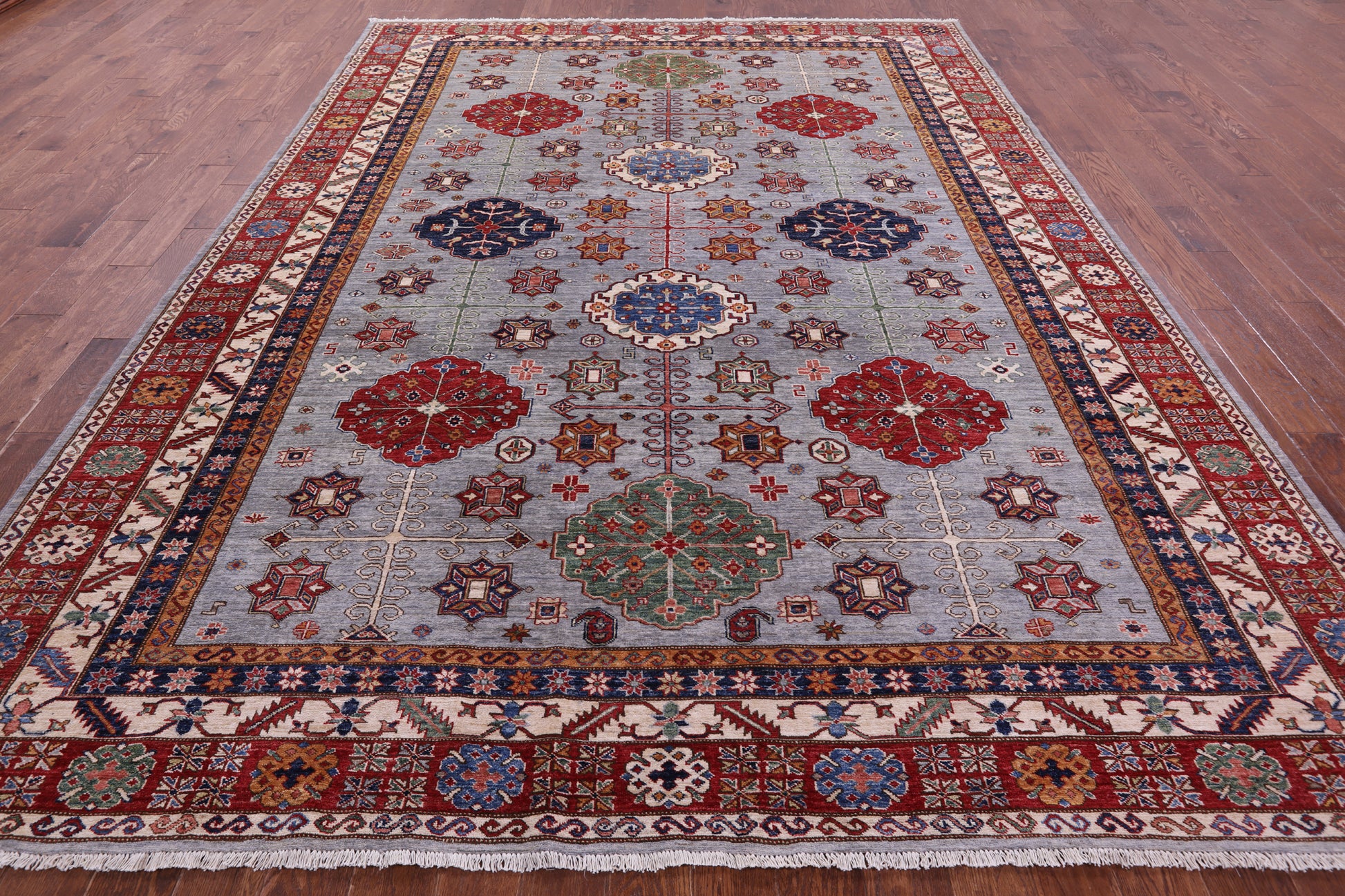 Super Kazak Hand Knotted Wool Rug - 9' 1" X 12' 4" - Golden Nile