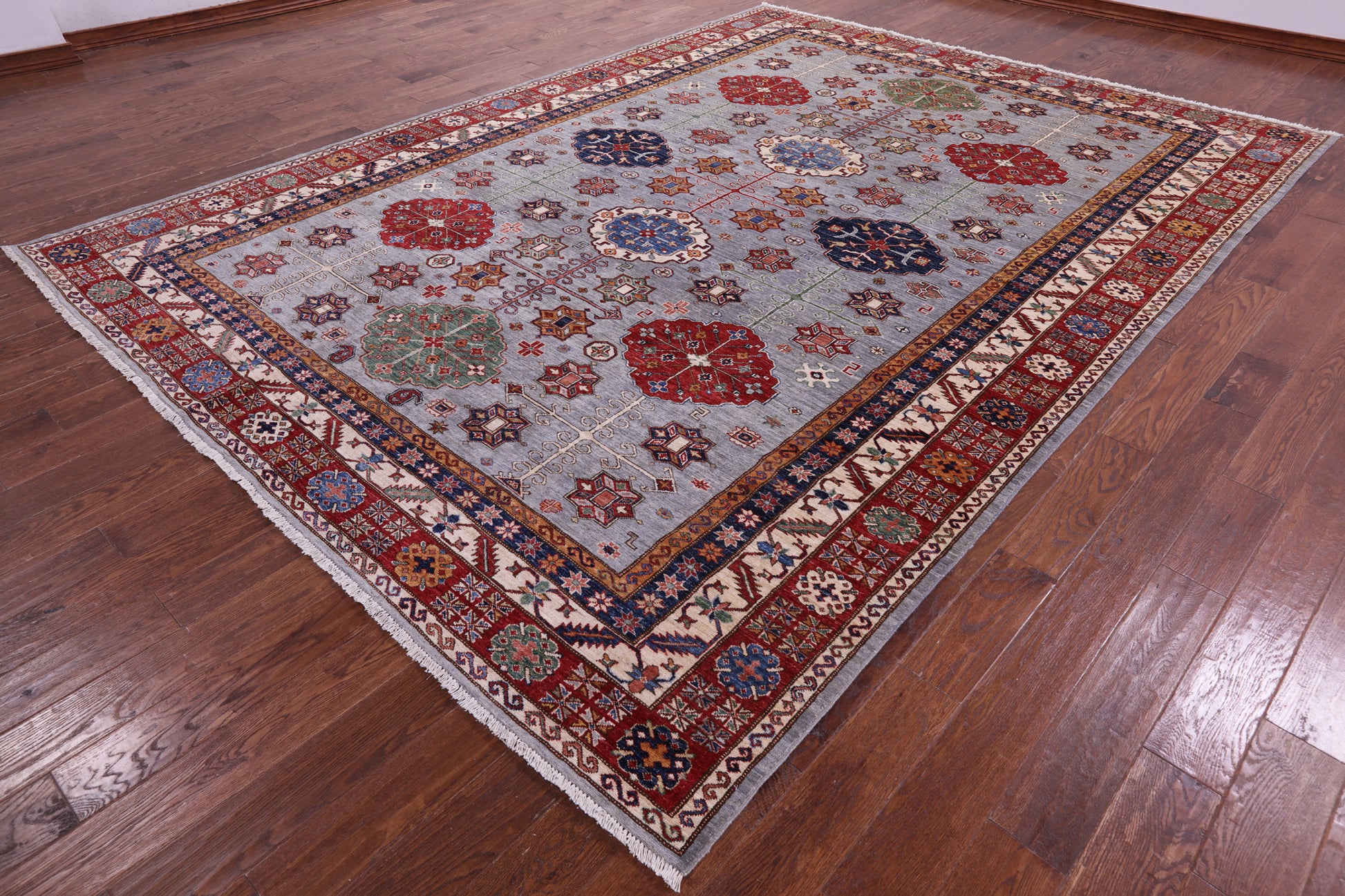 Super Kazak Hand Knotted Wool Rug - 9' 1" X 12' 4" - Golden Nile