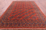Red Turkmen Ersari Hand Knotted Wool Rug - 9' 2" X 11' 7" - Golden Nile
