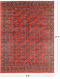 Red Turkmen Ersari Hand Knotted Wool Rug - 9' 2" X 11' 7" - Golden Nile