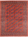 Red Turkmen Ersari Hand Knotted Wool Rug - 9' 2" X 11' 7" - Golden Nile