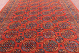 Red Turkmen Ersari Hand Knotted Wool Rug - 9' 2" X 11' 7" - Golden Nile