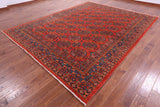 Red Turkmen Ersari Hand Knotted Wool Rug - 9' 2" X 11' 7" - Golden Nile