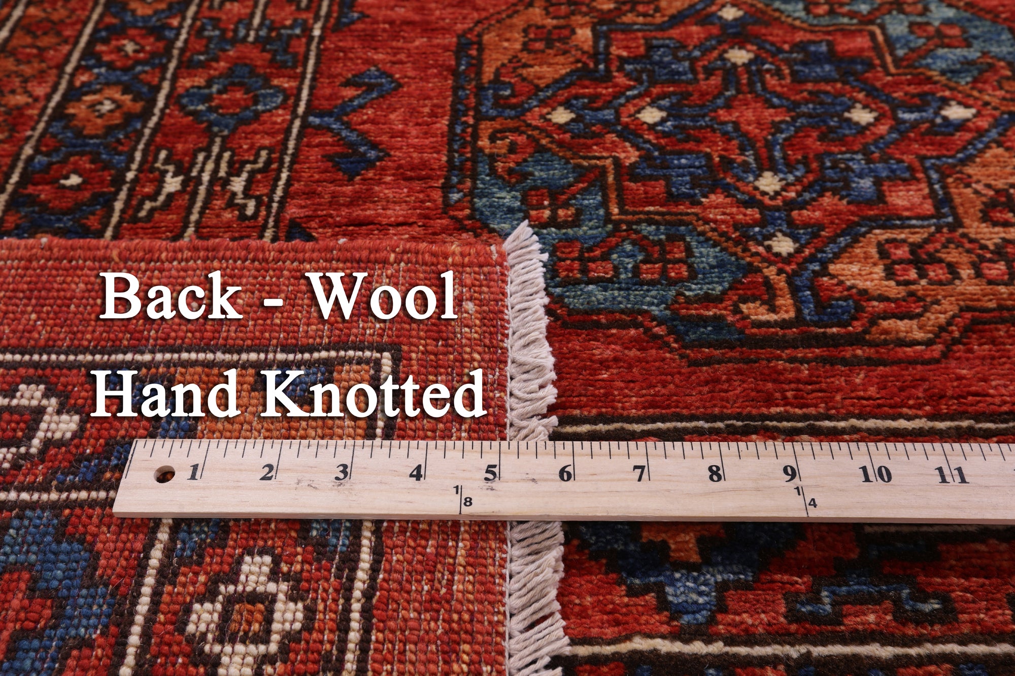 Red Turkmen Ersari Hand Knotted Wool Rug - 9' 2" X 11' 7" - Golden Nile