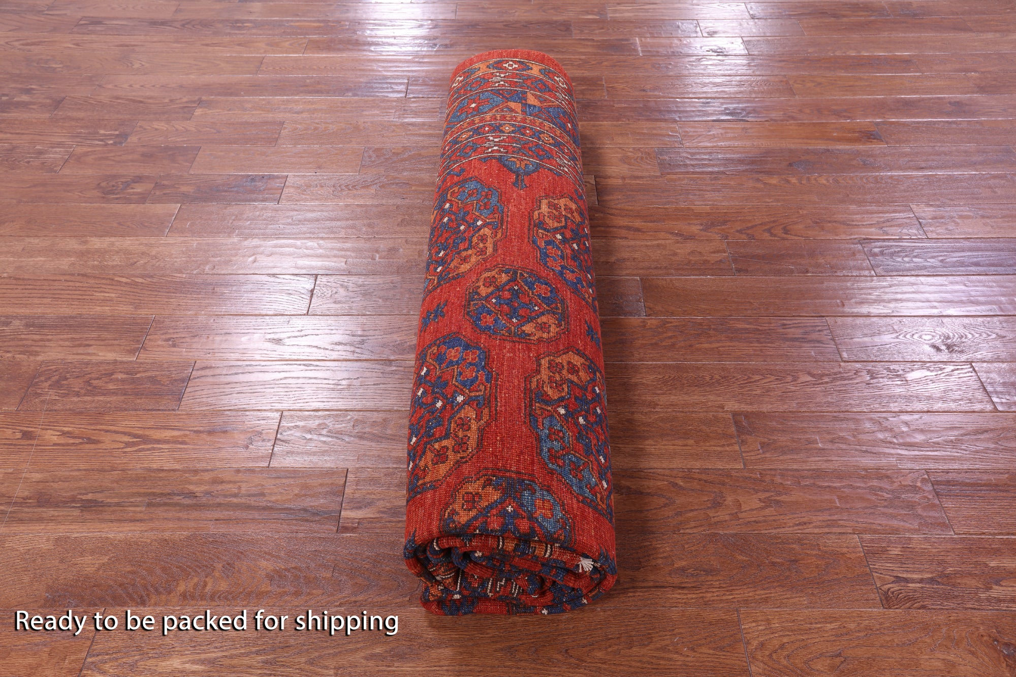 Red Turkmen Ersari Hand Knotted Wool Rug - 9' 2" X 11' 7" - Golden Nile