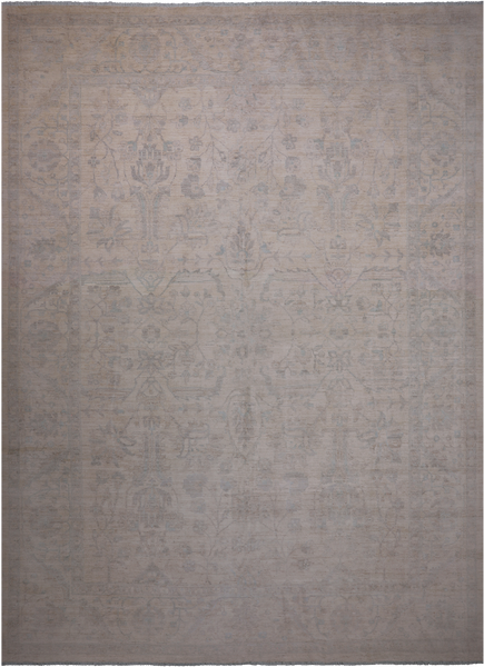 Ivory Turkish Oushak Hand Knotted Wool Rug - 9' 10" X 13' 9"