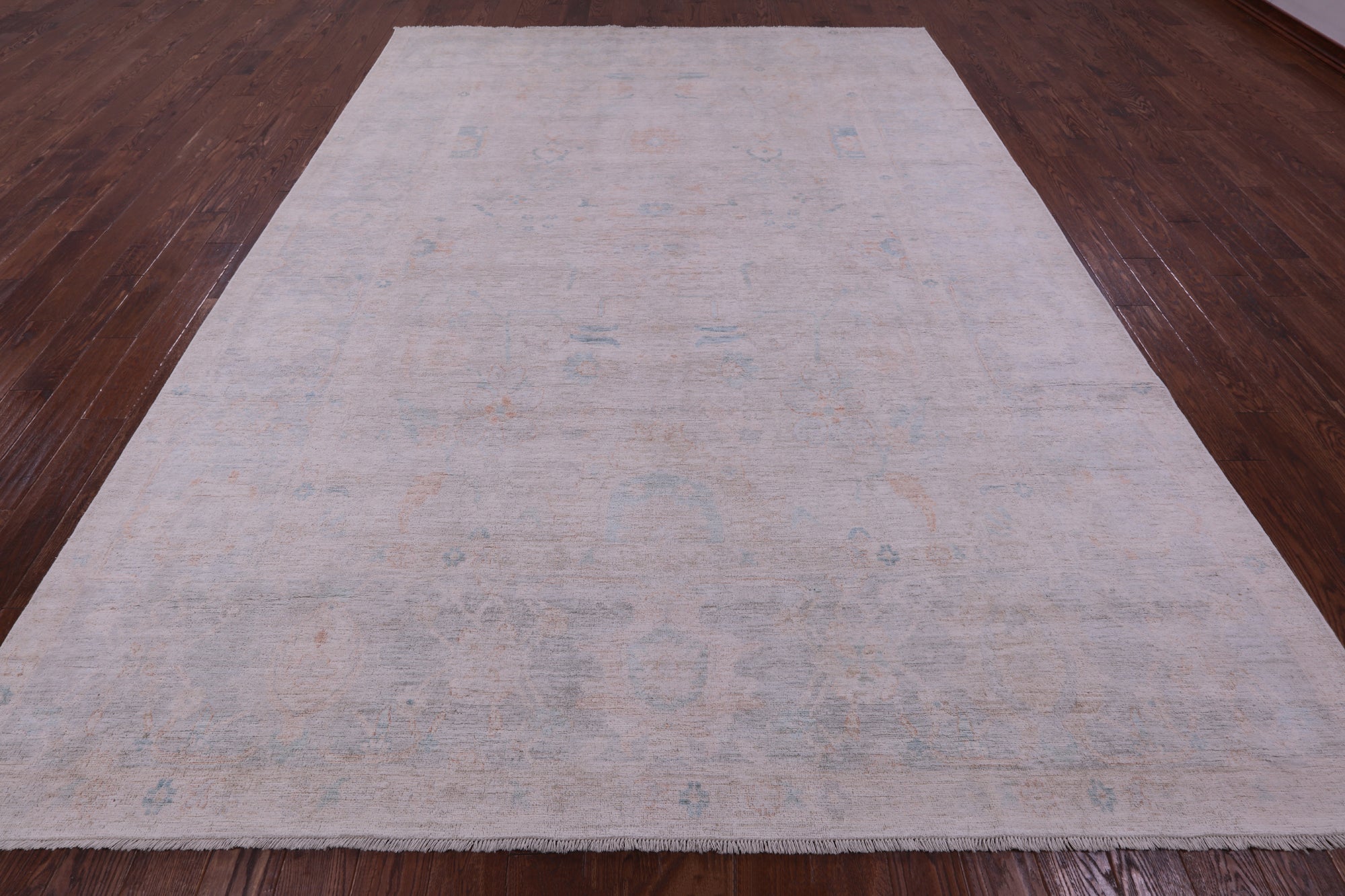 Ivory Turkish Oushak Hand Knotted Wool Rug - 8' 11" X 12' 0" - Golden Nile