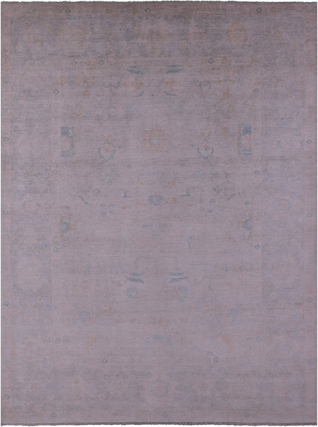 Ivory Turkish Oushak Hand Knotted Wool Rug - 8' 11" X 12' 0" - Golden Nile