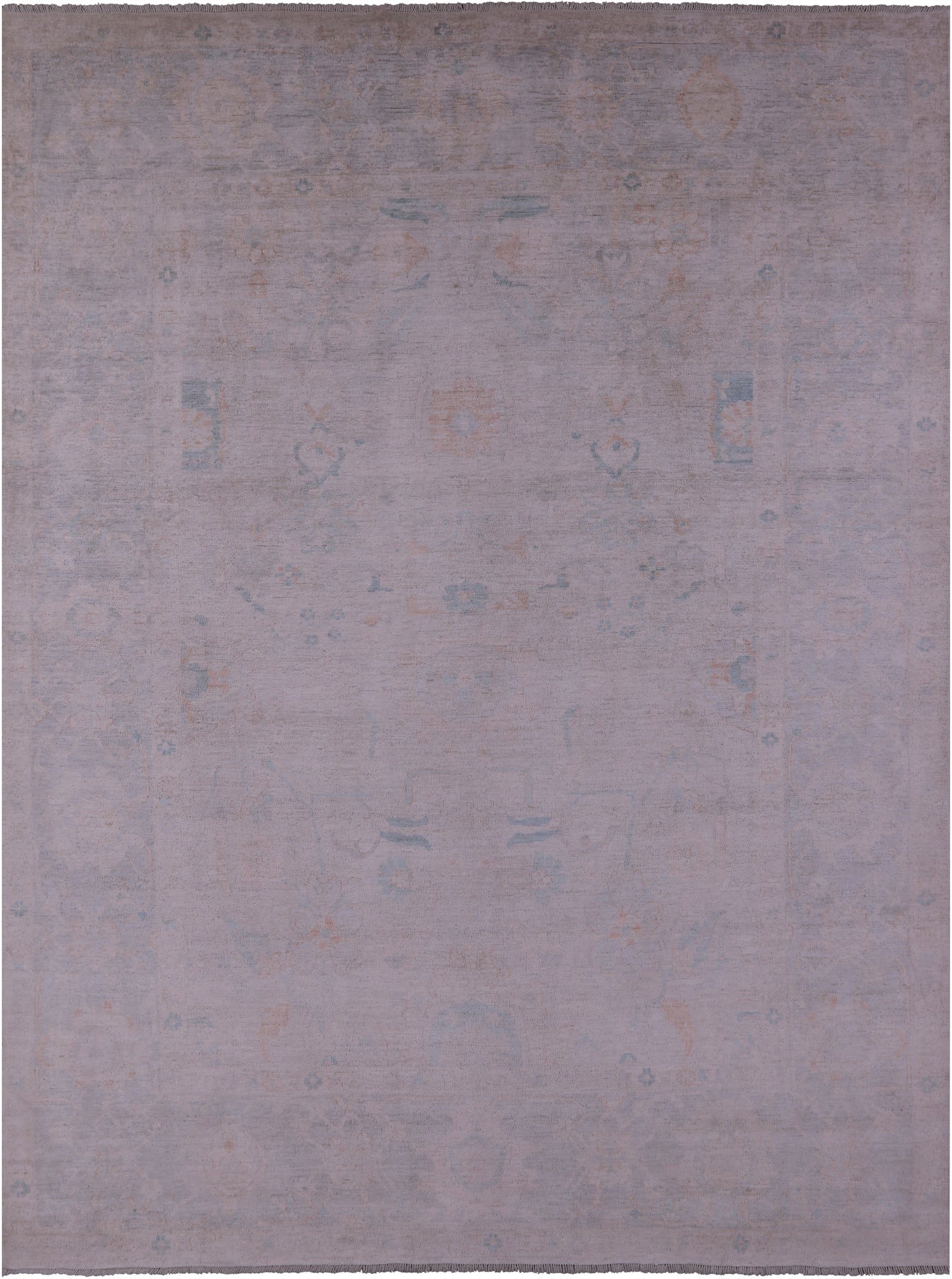 Ivory Turkish Oushak Hand Knotted Wool Rug - 8' 11" X 12' 0" - Golden Nile