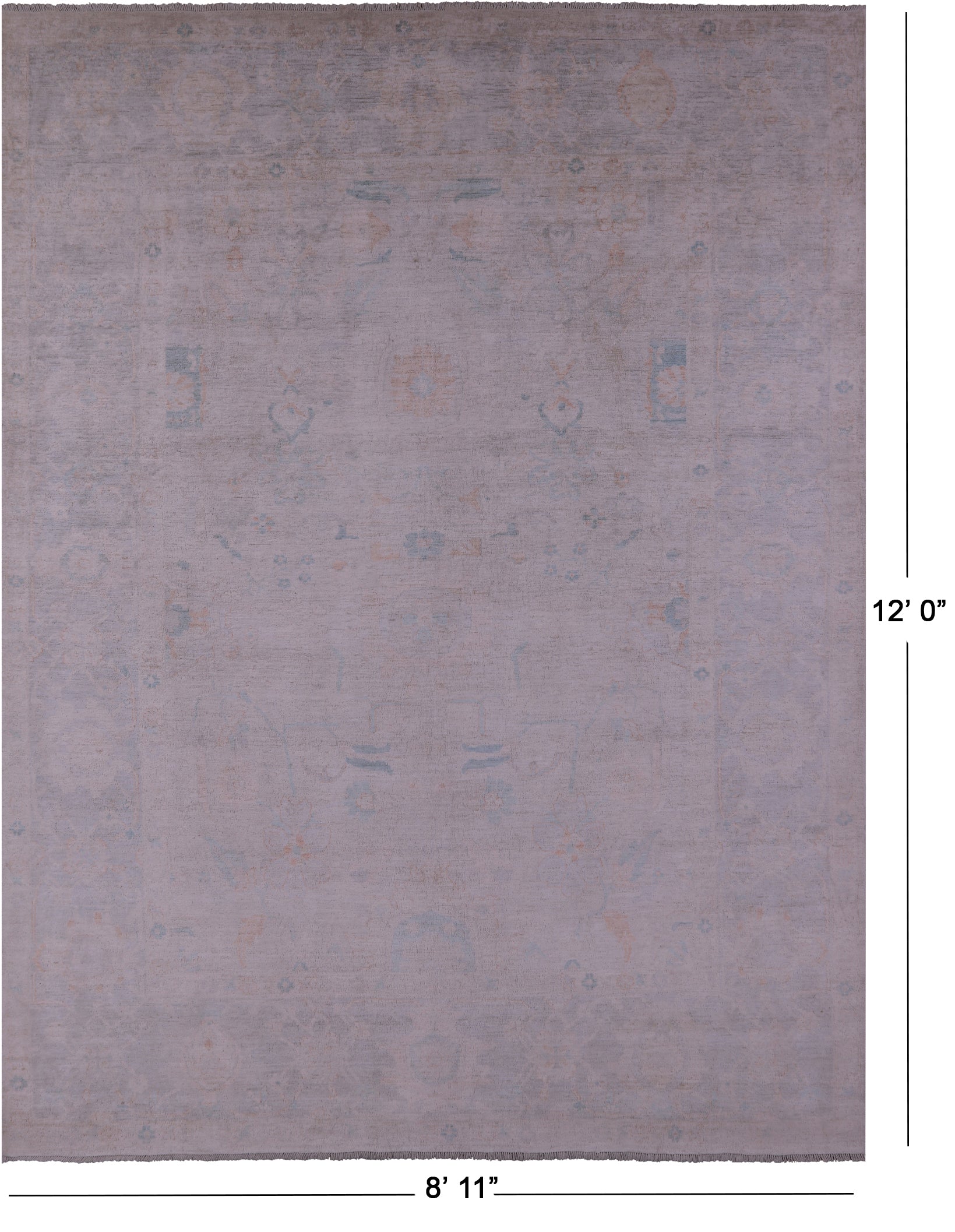 Ivory Turkish Oushak Hand Knotted Wool Rug - 8' 11" X 12' 0" - Golden Nile
