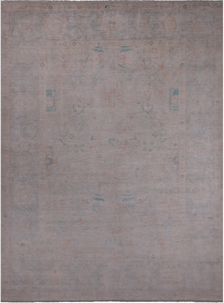Ivory Turkish Oushak Hand Knotted Wool Rug - 8' 11" X 12' 0"