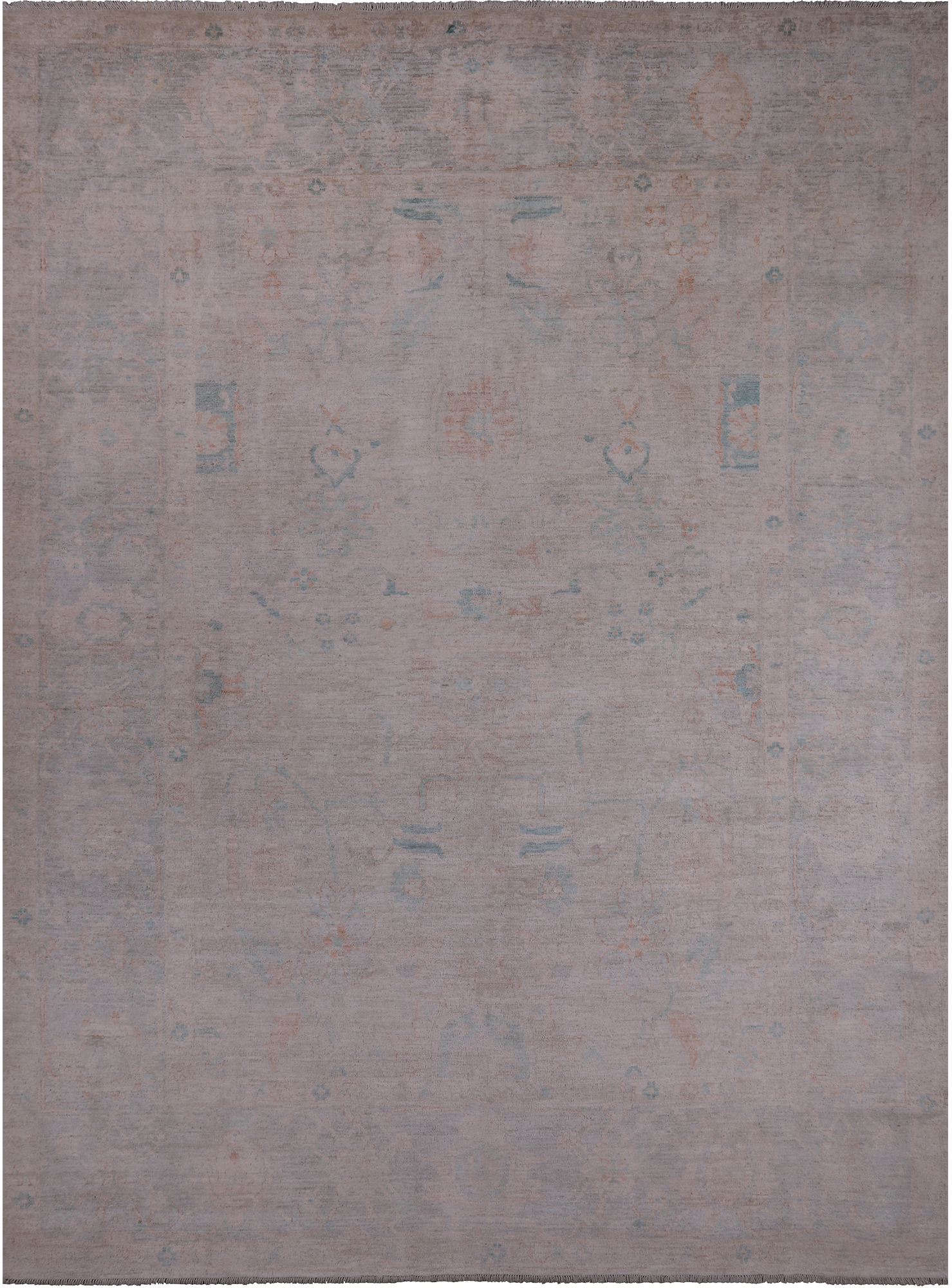 Ivory Turkish Oushak Hand Knotted Wool Rug - 8' 11" X 12' 0"