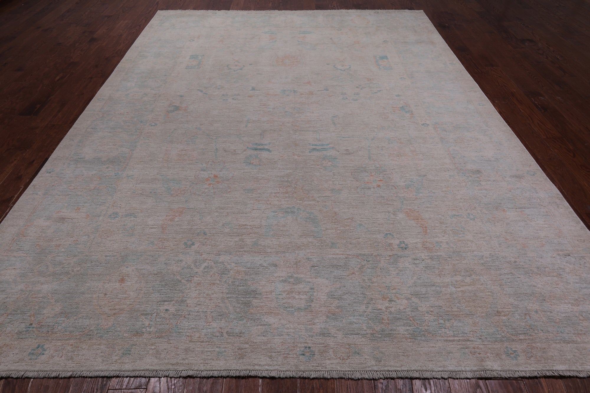 Ivory Turkish Oushak Hand Knotted Wool Rug - 8' 11" X 12' 0"