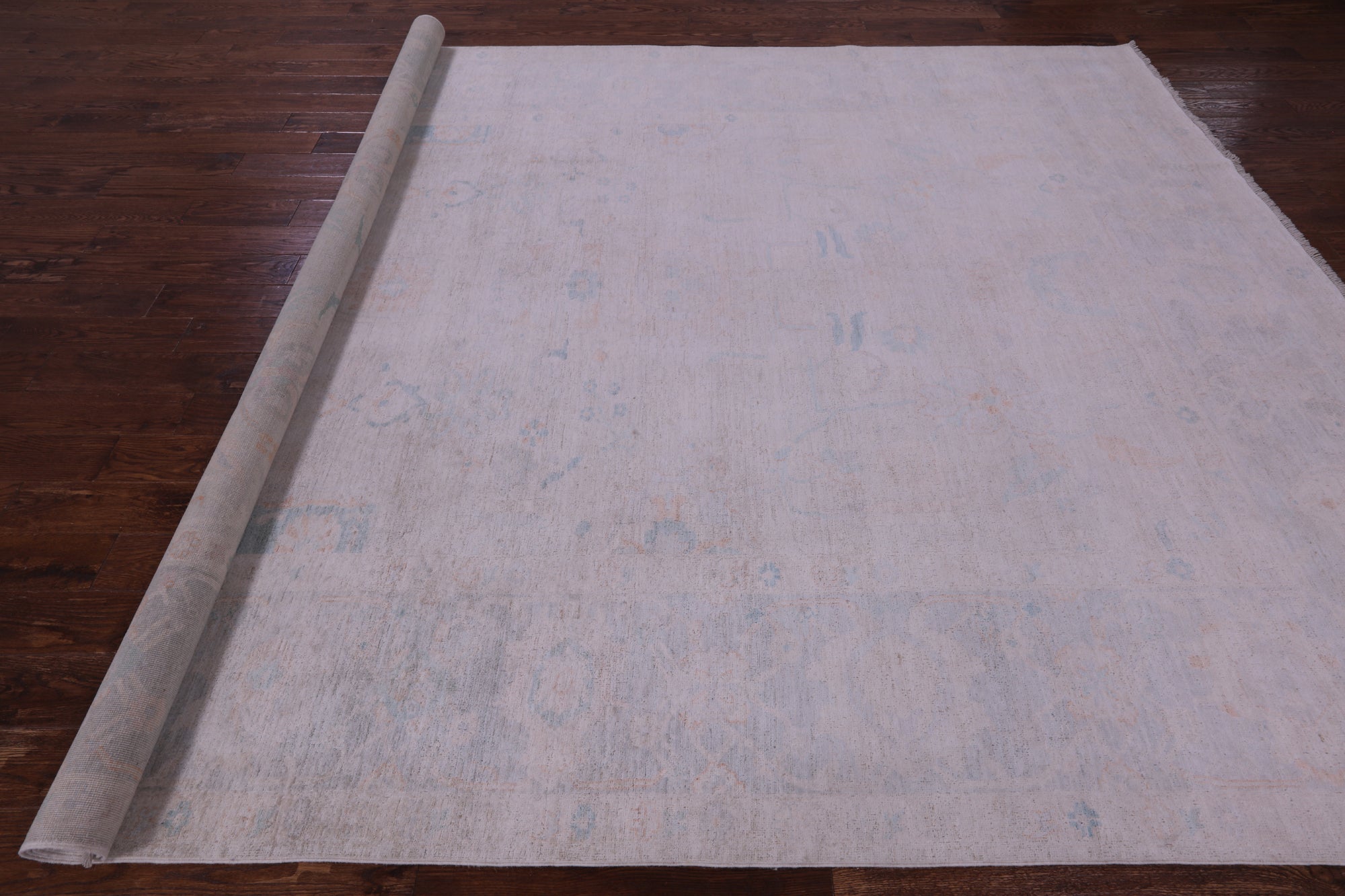 Ivory Turkish Oushak Hand Knotted Wool Rug - 8' 11" X 12' 0" - Golden Nile