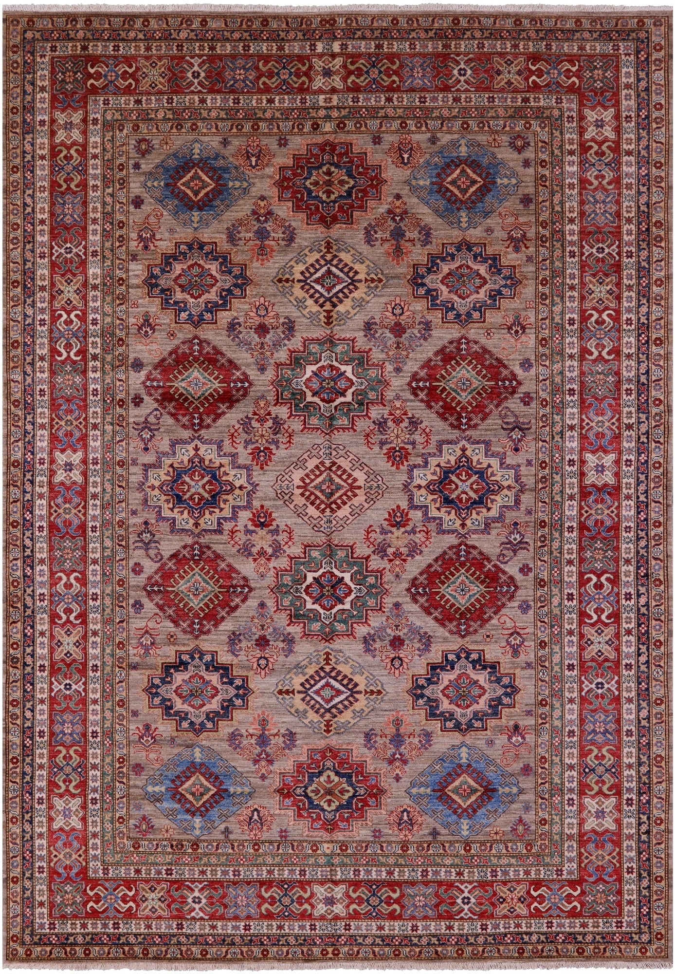 Super Kazak Hand Knotted Wool Rug - 9' 0" X 12' 9" - Golden Nile