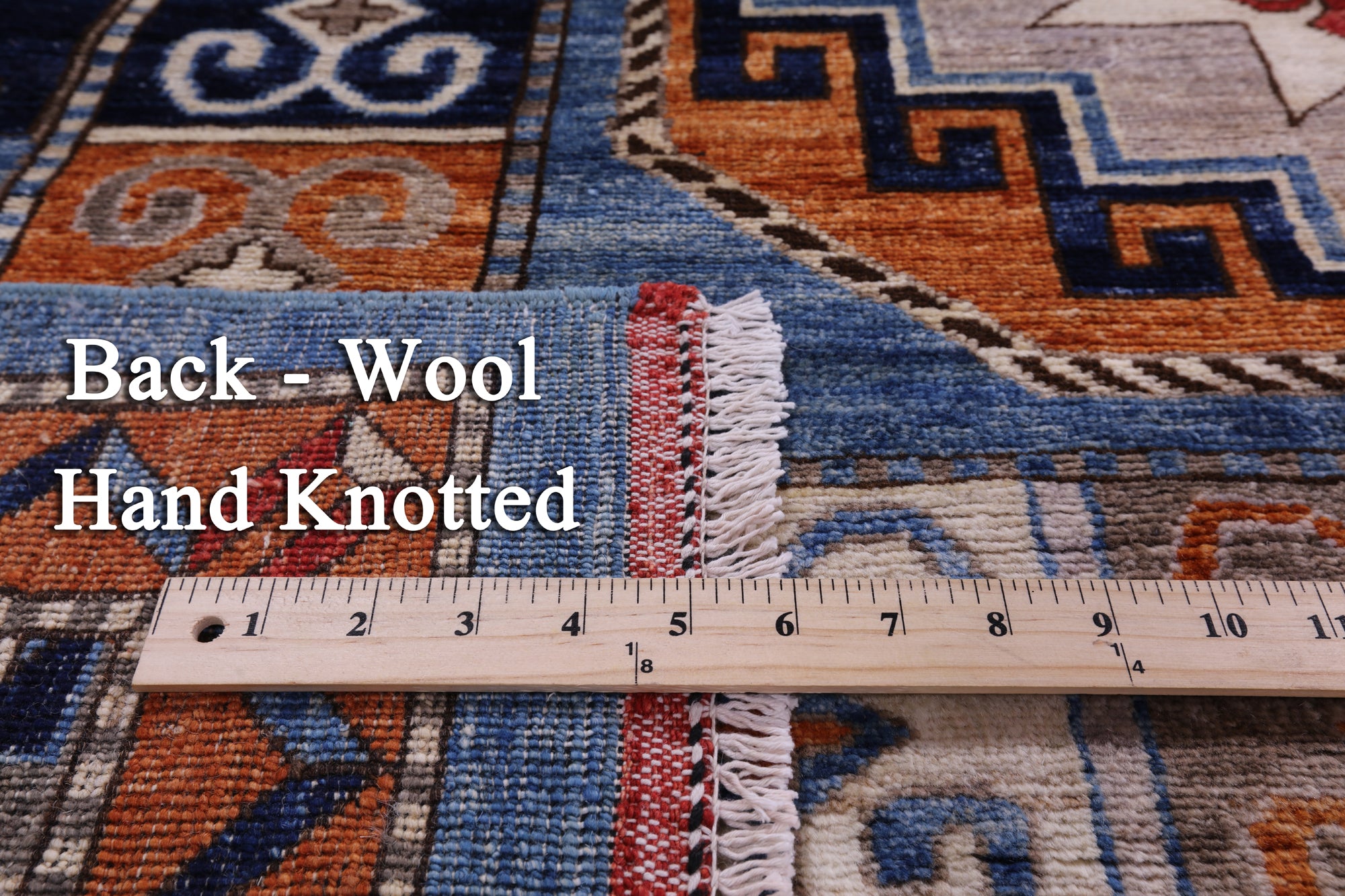 Blue Turkmen Ersari Handmade Wool Rug - 8' 10" X 11' 8" - Golden Nile