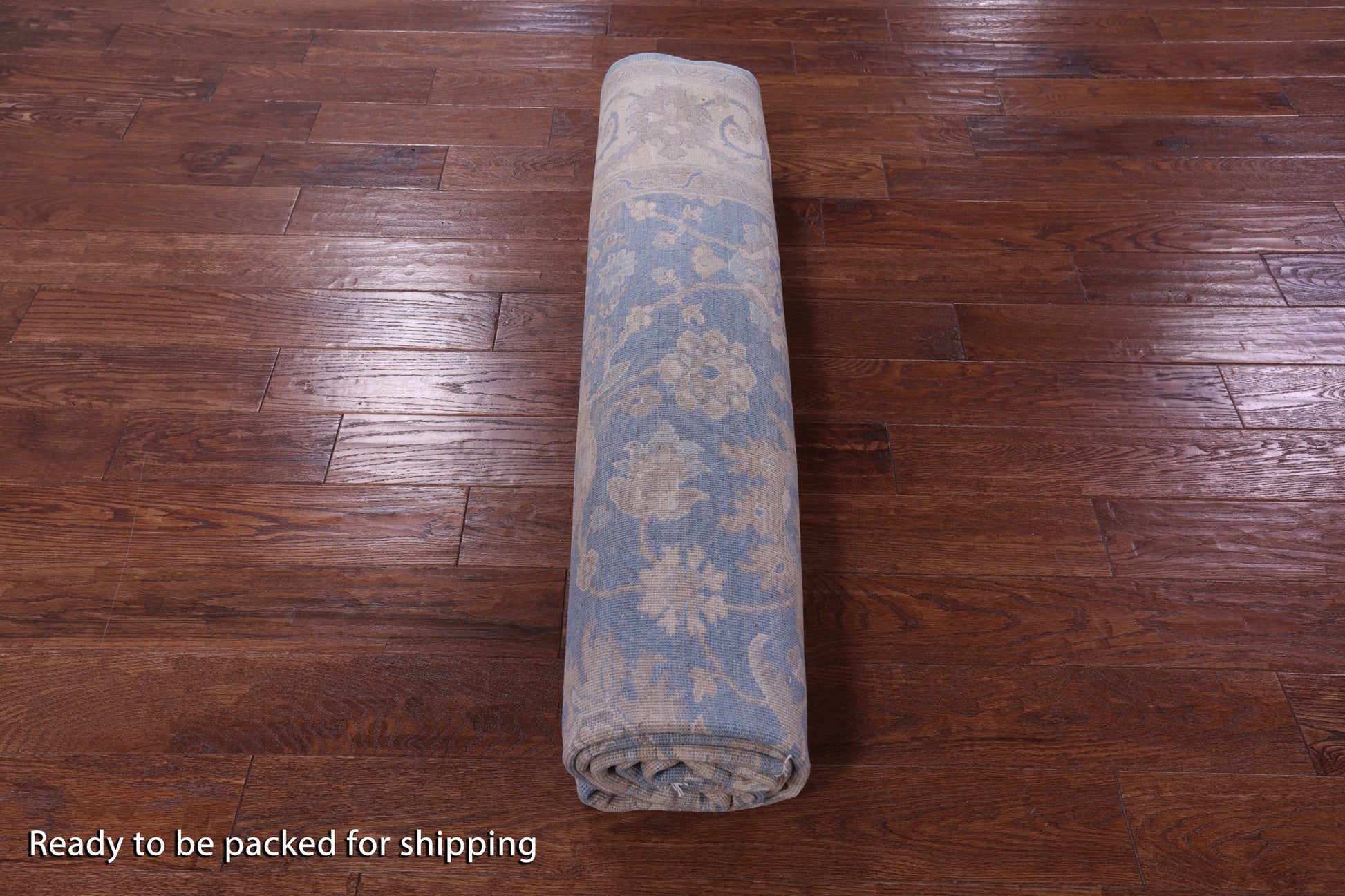 Blue Turkish Oushak Hand Knotted Wool Rug - 7' 11" X 9' 8" - Golden Nile