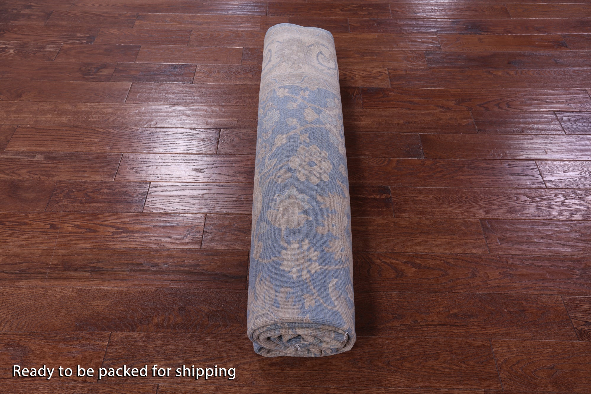 Blue Turkish Oushak Hand Knotted Wool Rug - 7' 11" X 9' 8" - Golden Nile