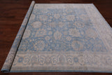 Blue Turkish Oushak Hand Knotted Wool Rug - 7' 11" X 9' 8"
