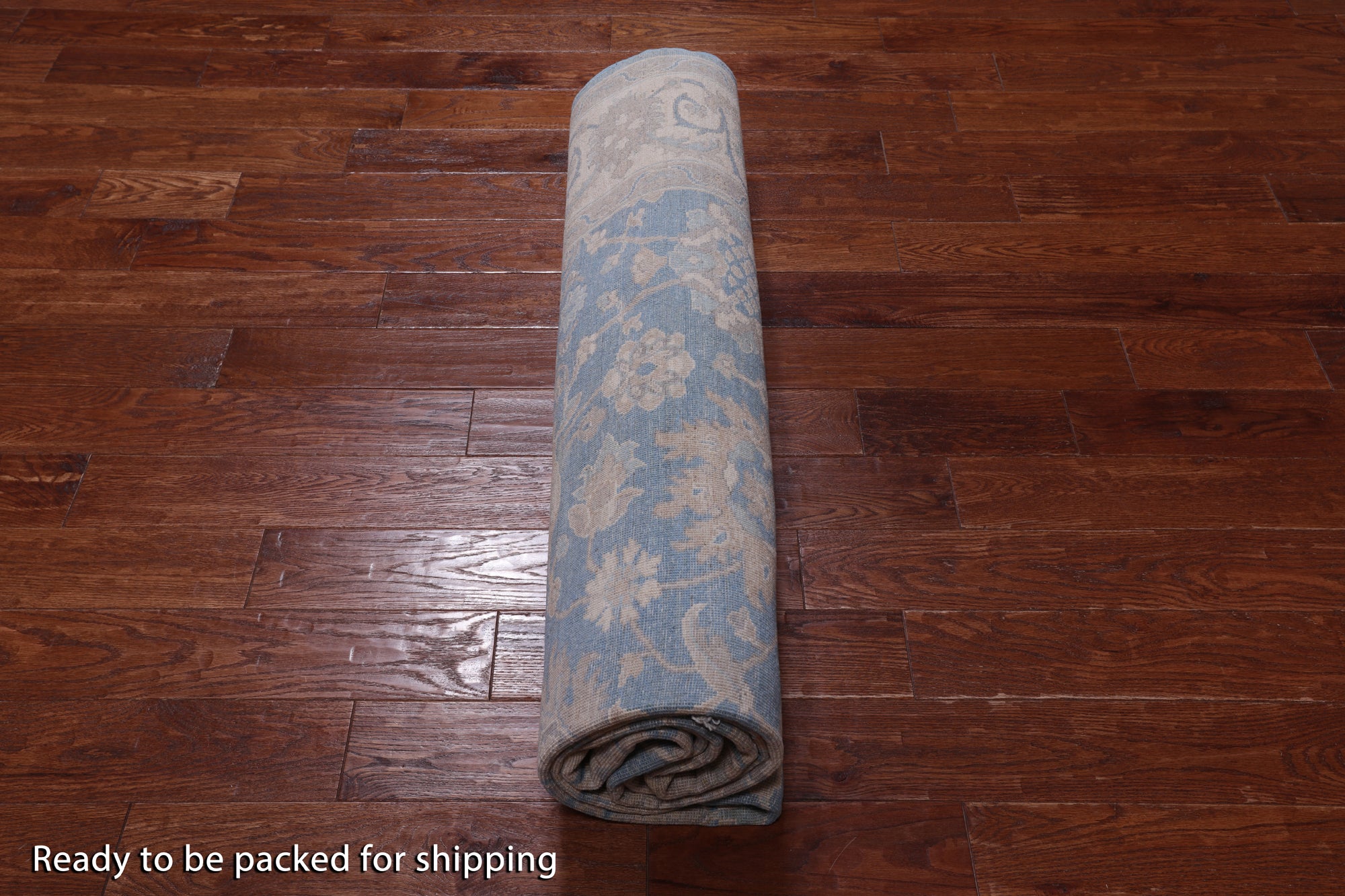 Blue Turkish Oushak Hand Knotted Wool Rug - 7' 11" X 9' 8"