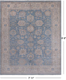 Blue Turkish Oushak Hand Knotted Wool Rug - 7' 11" X 9' 8"