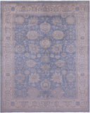 Blue Turkish Oushak Hand Knotted Wool Rug - 7' 11" X 9' 8" - Golden Nile