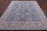 Blue Turkish Oushak Hand Knotted Wool Rug - 7' 11" X 9' 8" - Golden Nile