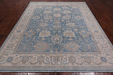 Blue Turkish Oushak Hand Knotted Wool Rug - 7' 11" X 9' 8"