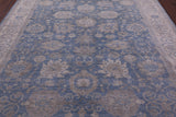 Blue Turkish Oushak Hand Knotted Wool Rug - 7' 11" X 9' 8" - Golden Nile