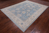 Blue Turkish Oushak Hand Knotted Wool Rug - 7' 11" X 9' 8"