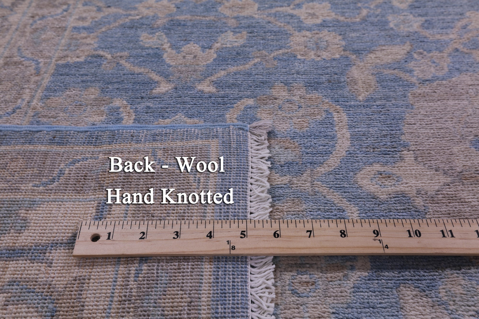 Blue Turkish Oushak Hand Knotted Wool Rug - 7' 11" X 9' 8" - Golden Nile