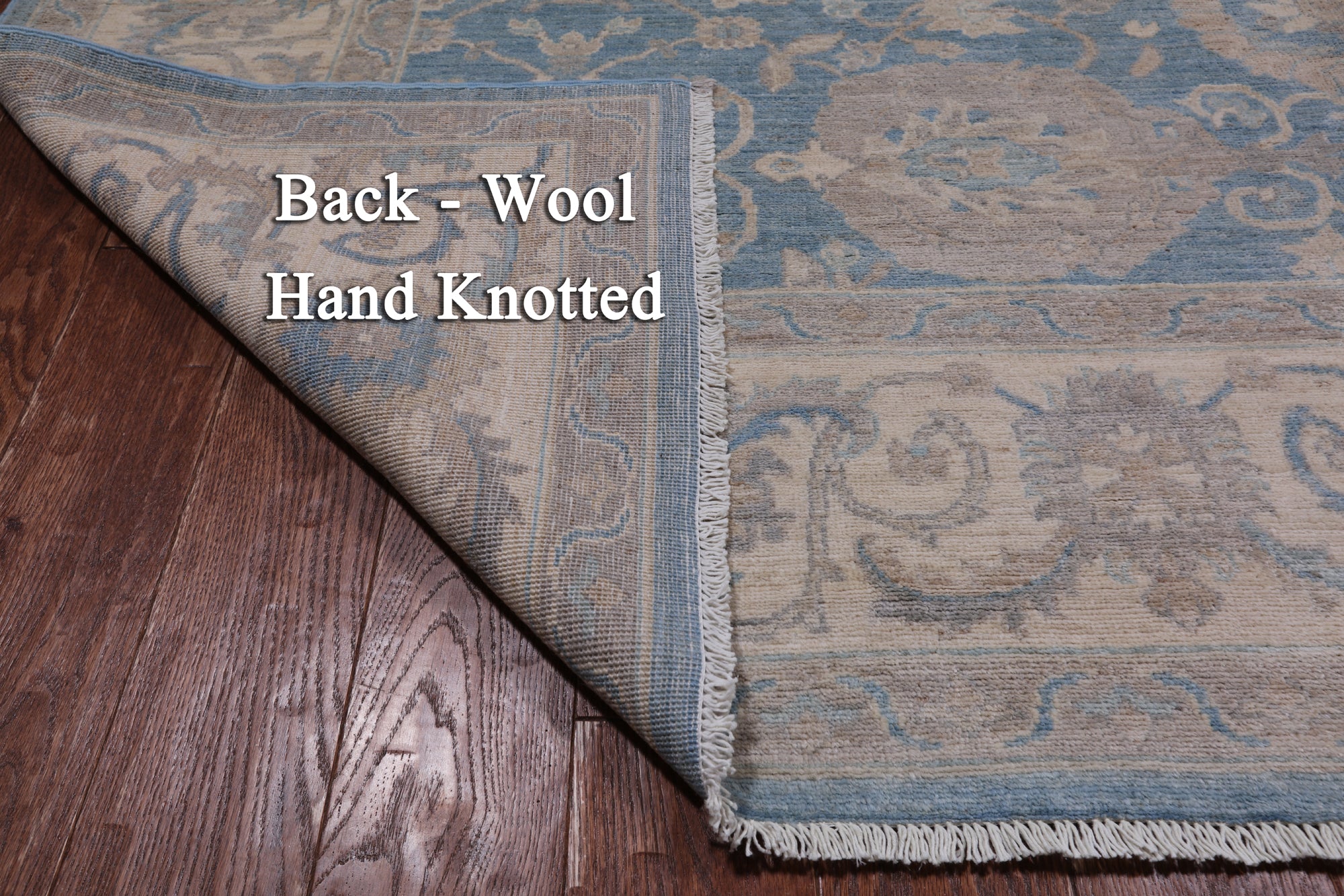 Blue Turkish Oushak Hand Knotted Wool Rug - 7' 11" X 9' 8"